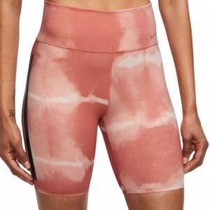 Nike Dri-FIT One Luxe Orange Mid-Rise Tie Dye Bike Shorts - Medium